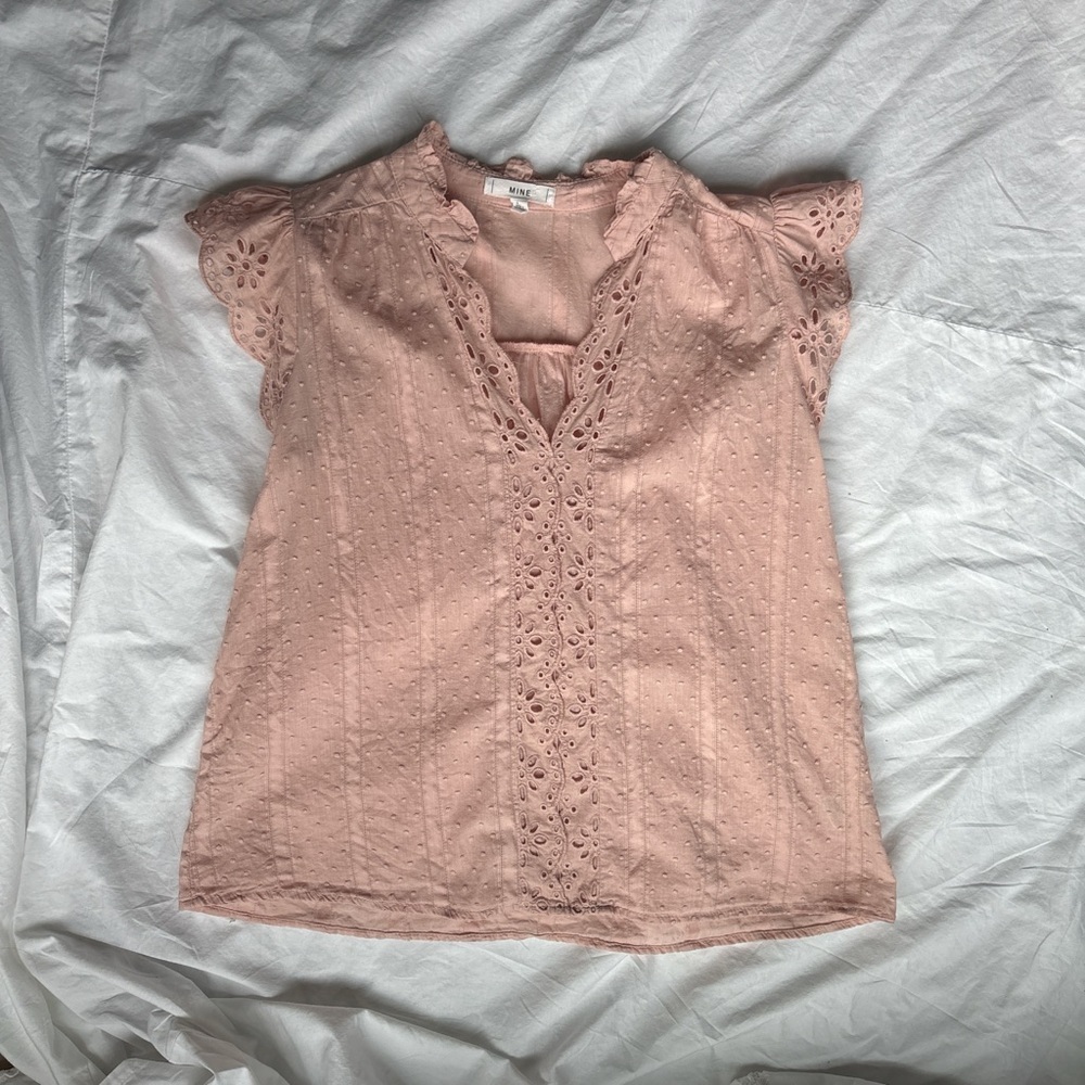 Women's Pink Eyelet Lace Top